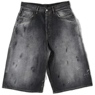 Acne Studios Black Paint Splatter Denim Shorts