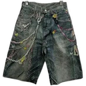 Acne Studios Candy Keychain Print Denim Shorts