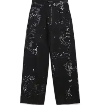 Balenciaga Baggy Black Grafitti Jeans