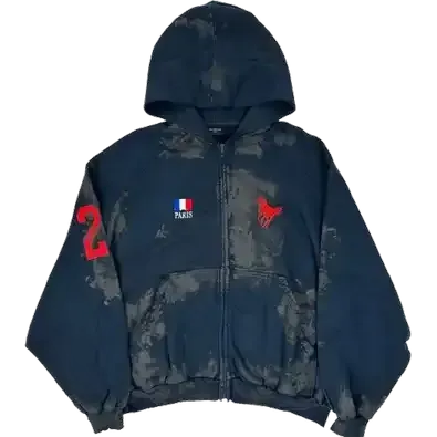 Balenciaga Dirty Blue Polo Zip-Up Hoodie