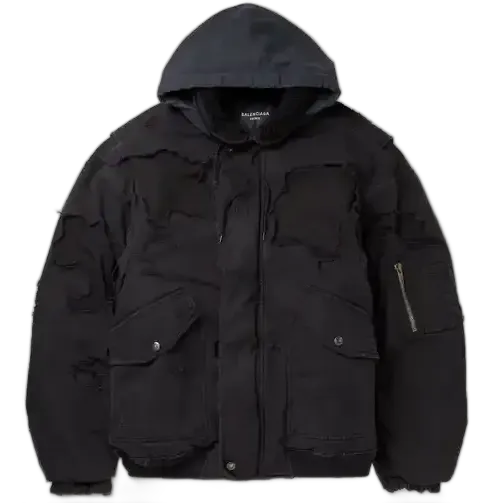 Balenciaga Oversized Distressed Heavy Bomber Jacket