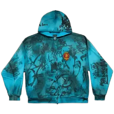 Balenciaga Skater Zip-Up Hoodie Blue