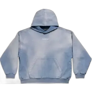 Balenciaga Washed Embroidered Hoodie Blue