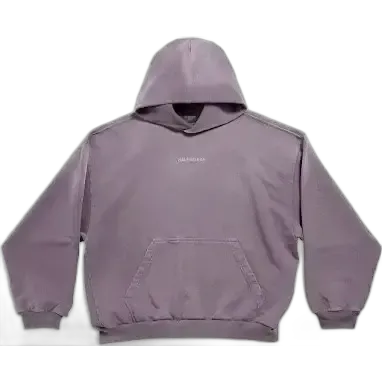 Balenciaga Washed Embroidered Hoodie Purple
