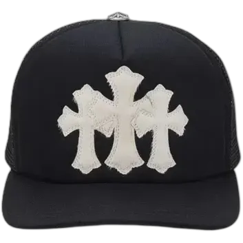 Chrome Hearts Black Triple Cross Patch Trucker Hat