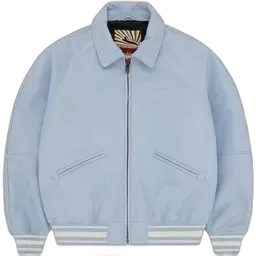 Corteiz Leather Jacket Light Blue