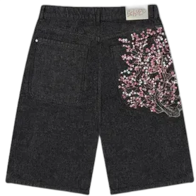 Derschutze Cherry Blossom Denim Shorts