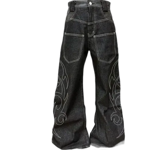 DETW Raw Denim Tribal Pattern Baggy Jeans