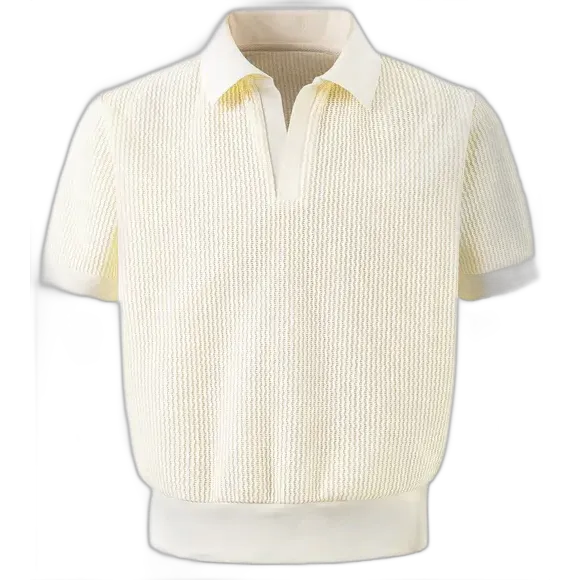 DP Paradis Waffle Pattern Polo Cream