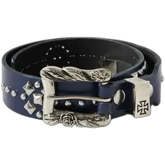 Enfants Riches Deprimes Texas Serenade Studded Leather Belt Blue