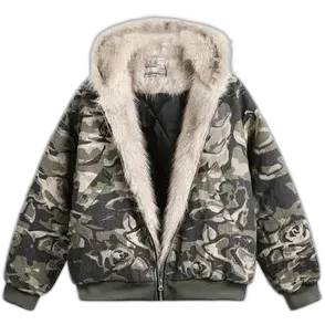 Flee GFN Camo Hooded Faux Fur Jacket
