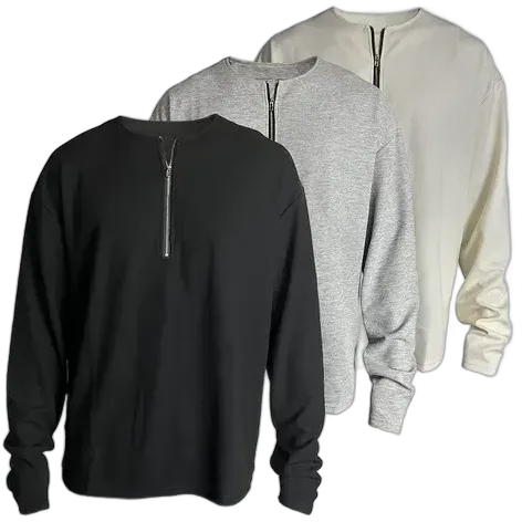 JCAESAR Half-Zip Long Sleeve Tee (6 Variants)