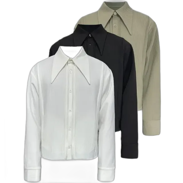 JCAESAR Pointed Collar Button Up Shirt (3 Variants)