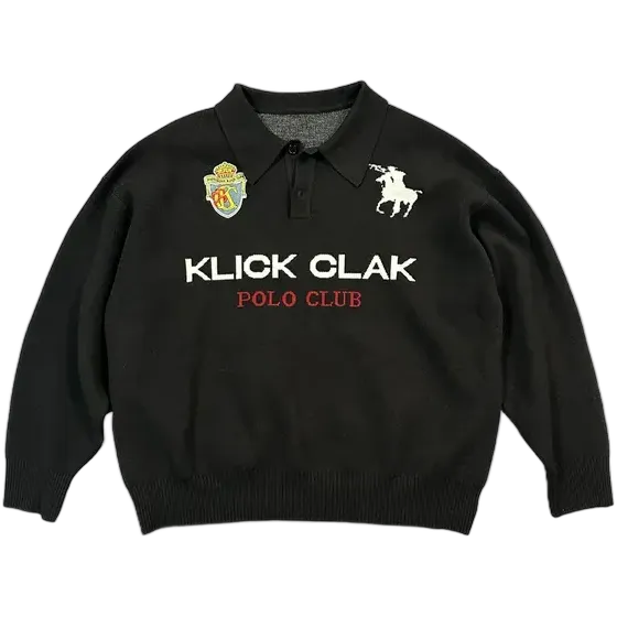 KLICK CLAK Black Polo Knit Sweater