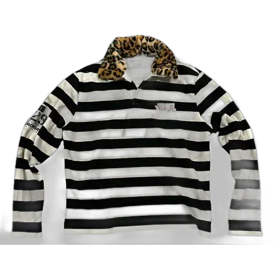 KLICK CLAK Striped Leopard Long Sleeve Polo