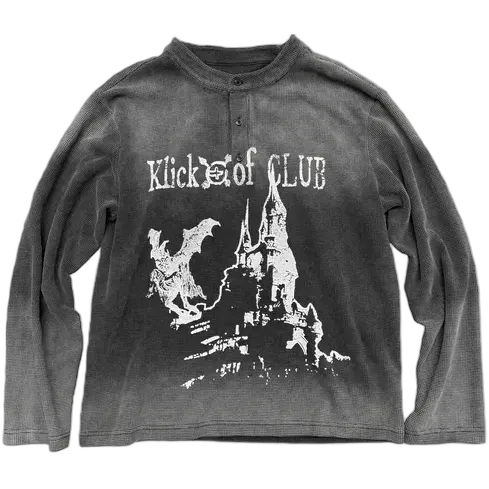 KLICK CLAK Washed Black Waffle Knit Sweater