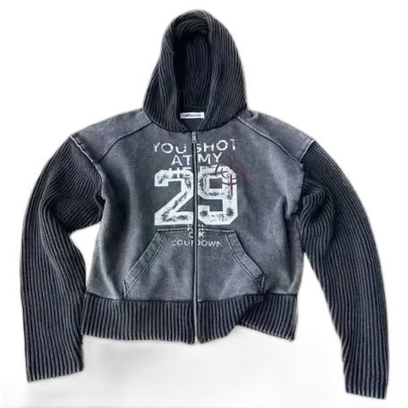 KLICK CLAK Washed Bullseye Zip-Up Hoodie
