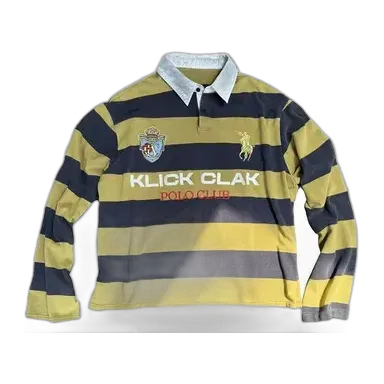 KLICK CLAK Yellow Striped Long Sleeve Polo