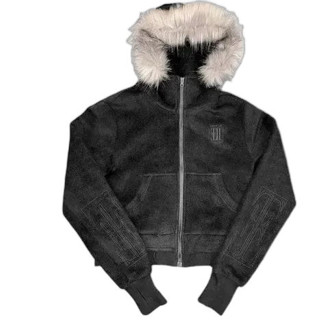 noEmosen Black Fleece Fur Jacket