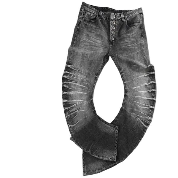 noEmosen Rippled Cracked Washed Scimitar Jeans Black