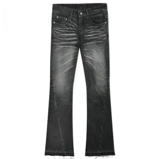 noEmosen Washed Flared Whisker Jeans Black