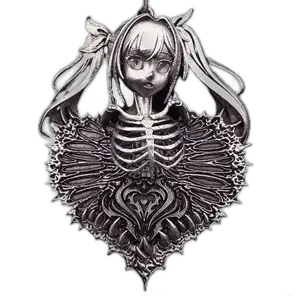 Ossuary Anime Girl Skeleton Silver Pendant