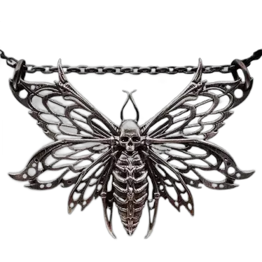 Ossuary Skeleton Butterfly Silver Pendant