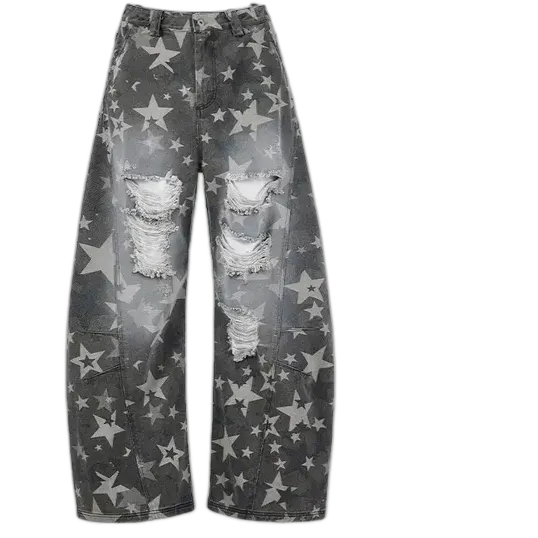 PEOPLESENSE Baggy Star Pattern Jeans