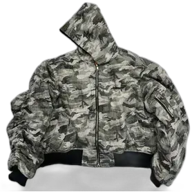 PopProject Hoodie Bomber Jacket Distressed Camo