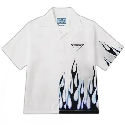 Prada Blue Flame Short Sleeved Shirt