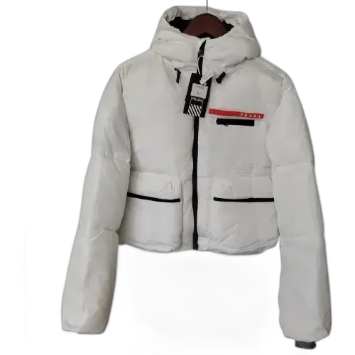 Prada Cropped Puffer Down Jacket White