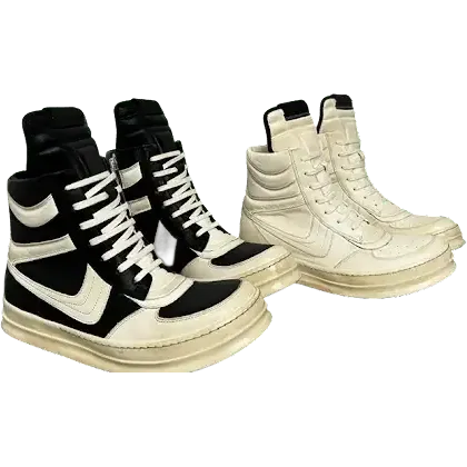 Rick Owens Sun Faded Geobasket High Top Sneakers