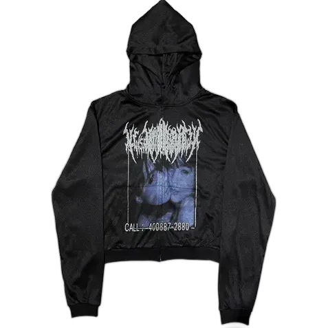RYE CHASIN Black Mesh Zip-Up Hoodie