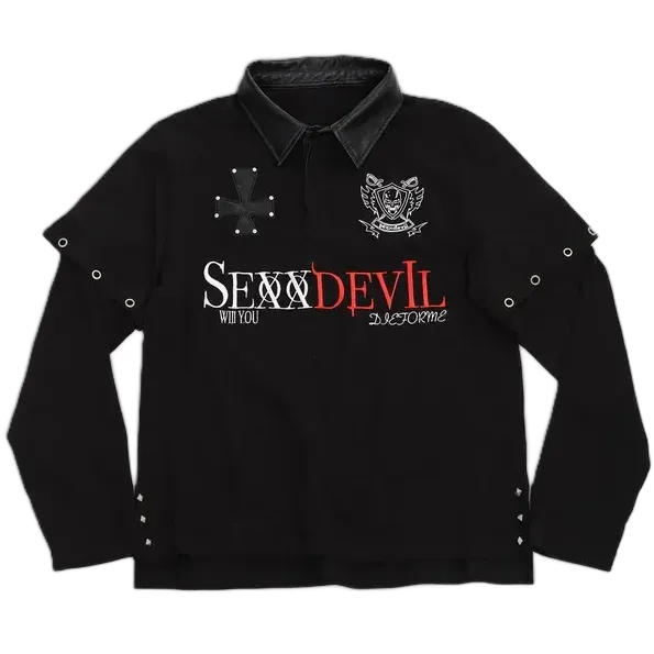 SexxDevil Black Longsleeve Polo