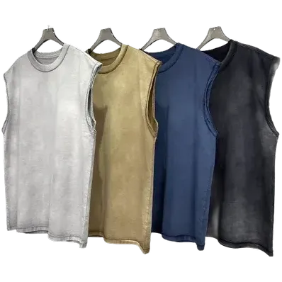Unbranded Blank Washed Sleeveless Tees