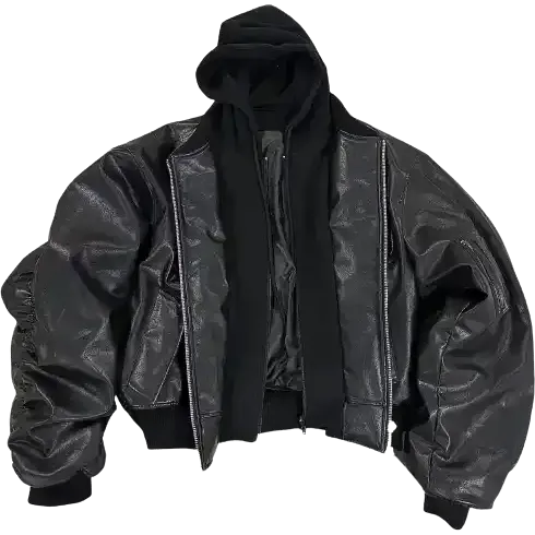 PopProject Hoodie Bomber Jacket Black