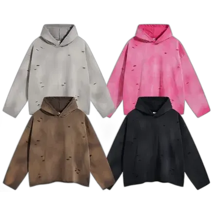 Unbranded Washed Blank Distressed Hoodies