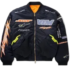 Vetements Blue Racing Logo Bomber Jacket