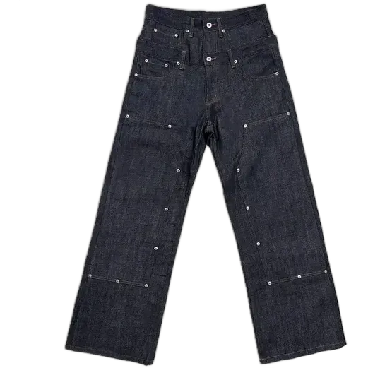 WANNA LAB Double Waisted Raw Denim Pants