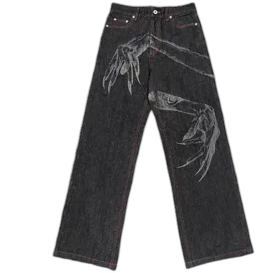 WANNA LAB Red Stitching Raw Denim Pants