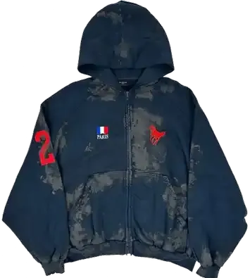 Balenciaga Dirty Blue Polo Zip-Up Hoodie — product photo