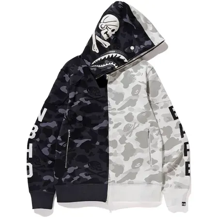 BAPE x Neighborhood Split Camo Shark Full Zip Hoodie — product photo