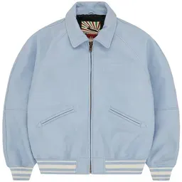 Corteiz Leather Jacket Light Blue — product photo