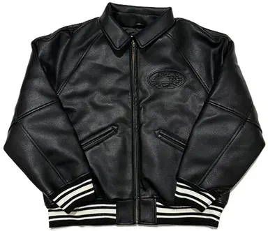 Corteiz Leather Jacket Black — product photo