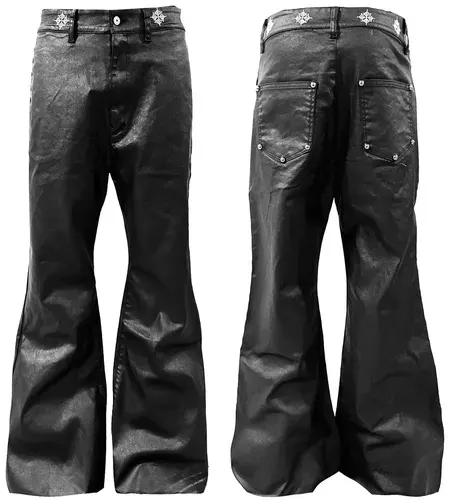 DETW 14oz Waxed Flared Leather Pants — product photo