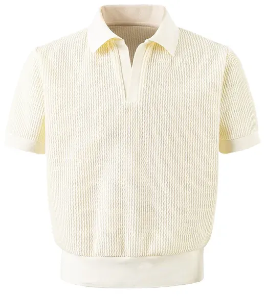 DP Paradis Waffle Pattern Polo Cream — product photo