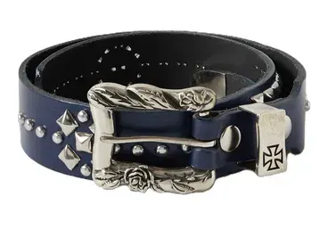 Enfants Riches Deprimes Texas Serenade Studded Leather Belt Blue — product photo