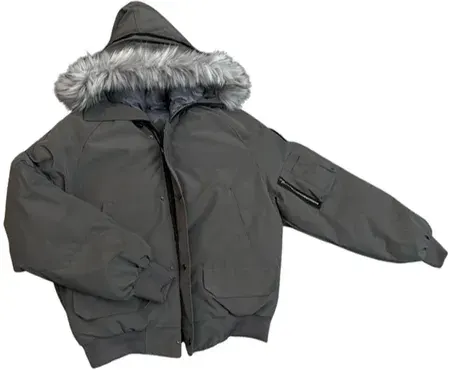Flee GFN Hooded Faux Fur Parka Jacket Grey — product photo