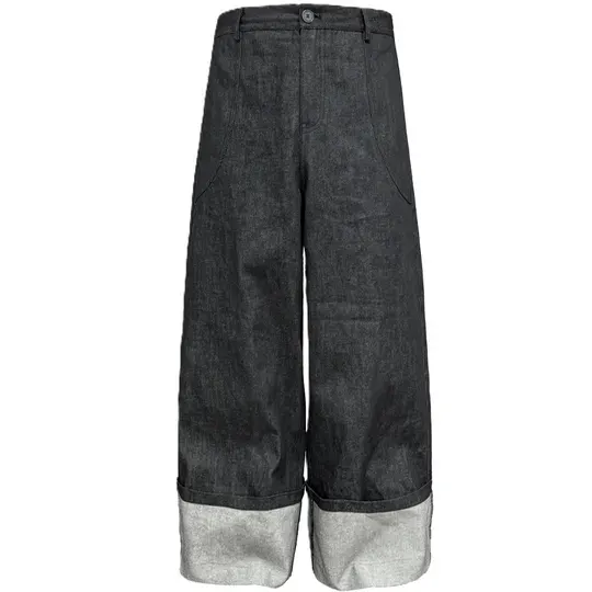 JCAESAR Baggy Cuffed Raw Denim Jeans — product photo