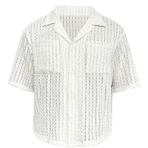 JCAESAR Crochet Mesh Button Up Shirt (2 Variants) — product photo